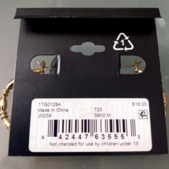 NAPIER Contemporary Gold Barrel + Ring Link 1.25" Hoop Earrings**NEW! - Picture 3 of 3